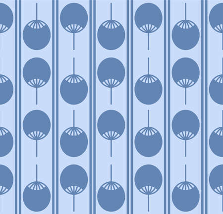 Japanese Cute Hand Fan Stripe Vector Seamless Patternのイラスト素材