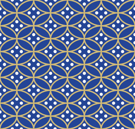 Japanese Oval Flower Vector Seamless Patternのイラスト素材