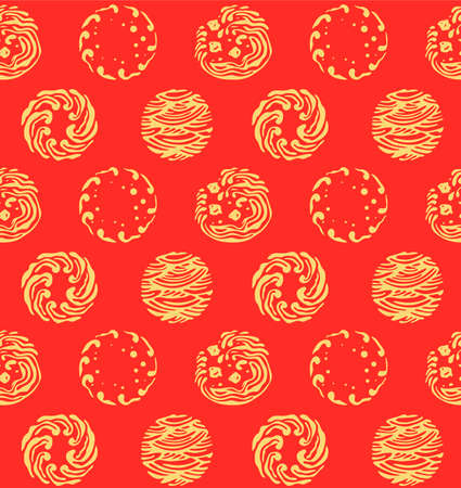 Japanese Wave Art Circle Vector Seamless Patternのイラスト素材