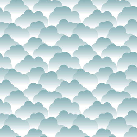 Japanese Gradient Round Cloud Vector Seamless Patternのイラスト素材