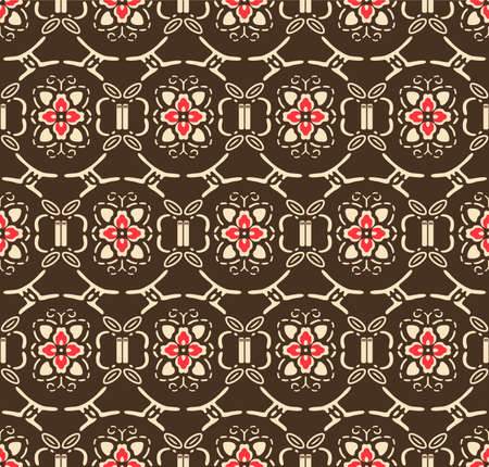 Japanese Flower Leaf Mosaic Vector Seamless Patternのイラスト素材