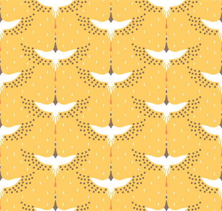 Japanese Flying Crane Bird Vector Seamless Patternのイラスト素材
