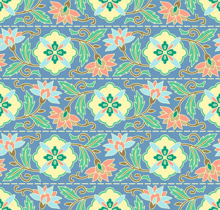 Japanese Luxury Big Flower Vine Vector Seamless Patternのイラスト素材