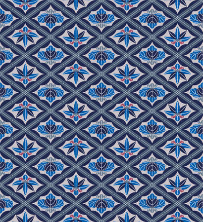 Japanese Leaf Motif Diamond Vector Seamless Pattern