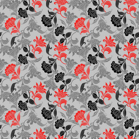 Japanese Luxury Silhouette Flower Vector Seamless Patternのイラスト素材