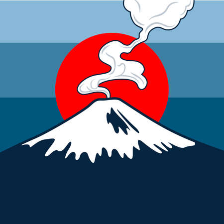 Japanese Mount Fuji and Smokeのイラスト素材