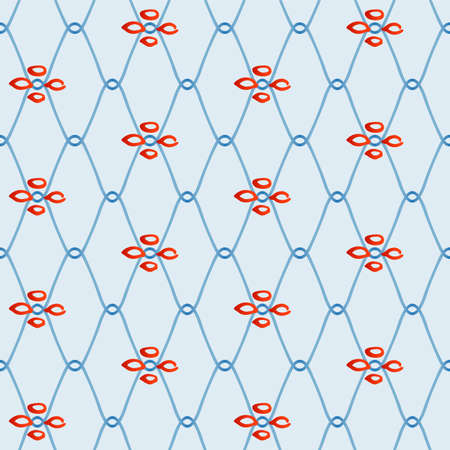 Japanese ZIgzag Net Flower Vector Seamless Pattern
