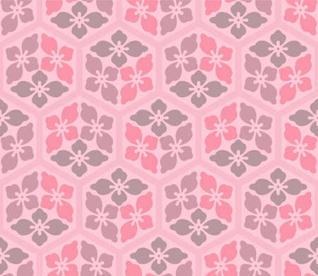 Japanese Flower Hexagon Mosaic Vector Seamless Patternのイラスト素材