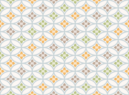 Japanese Ellipse Flower Mosaic Vector Seamless Patternのイラスト素材