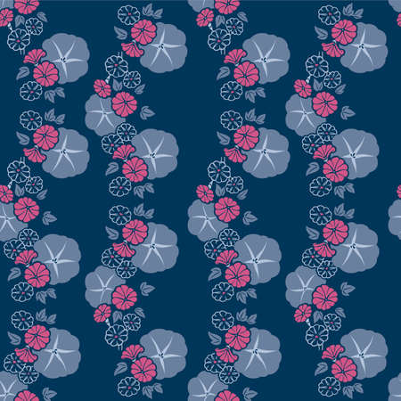 Japanese Morning Glory Flower Vector Seamless Patternのイラスト素材