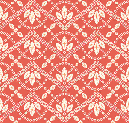 Japanese Flower Motif Curl Zigzag Vector Seamless Pattern