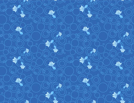 Japanese Gold Fish Pond Vector Seamless Patternのイラスト素材