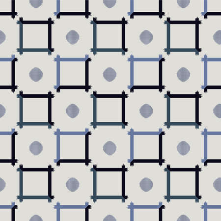 Japanese Square Circle Vector Seamless Pattern