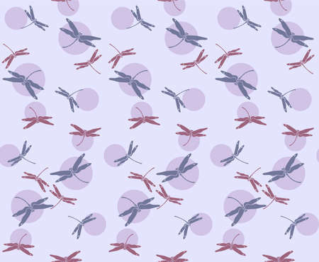 Japanese Dragonfly Circle Vector Seamless Patternのイラスト素材