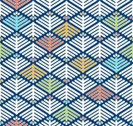 Japanese Geometric Flower Diamond Vector Seamless Patternのイラスト素材