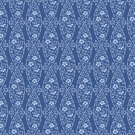 Japanese Flower Loop Line Vector Seamless Patternのイラスト素材