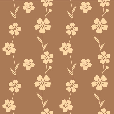 Japanese Pretty Flower Curl Line Vector Seamless Patternのイラスト素材