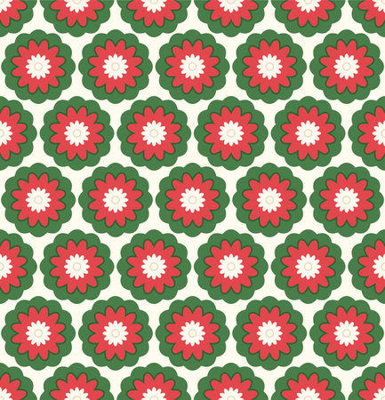 Japanese Flower Hexagon Vector Seamless Patternのイラスト素材