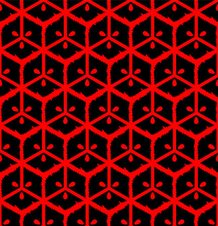 Japanese Hexagon Petal Net Vector Seamless Patternのイラスト素材