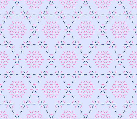 Japanese Hexagon Star Line Vector Seamless Patternのイラスト素材