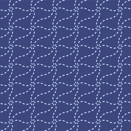 Japanese Curl Line Wave Net Vector Seamless Patternのイラスト素材