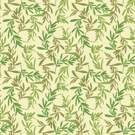 Japanese Wild Leaf Branch Vector Seamless Patternのイラスト素材