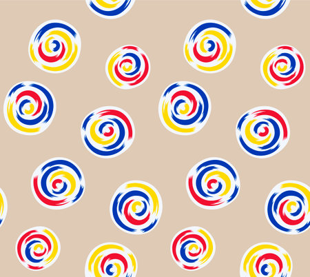 Japanese Colorful Spiral Circle Vector Seamless Patternのイラスト素材