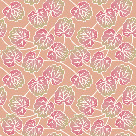 Japanese Leaf Vine Vector Seamless Patternのイラスト素材