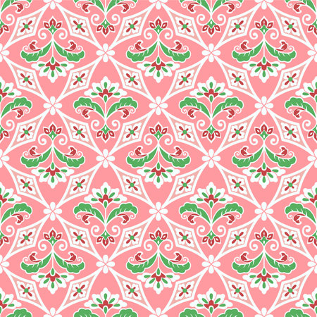 Japanese Luxury Flower Diamond Vector Seamless Patternのイラスト素材