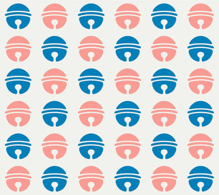 Japanese Cute Bell Ball Vector Seamless Patternのイラスト素材