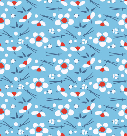 Japanese Pretty Round Flower Vector Seamless Patternのイラスト素材