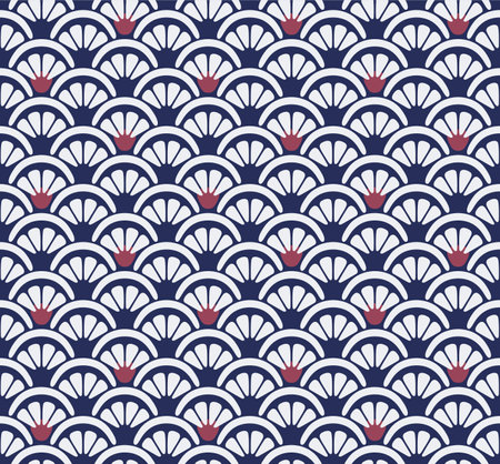 Japanese Fan Wave Vector Seamless Patternのイラスト素材