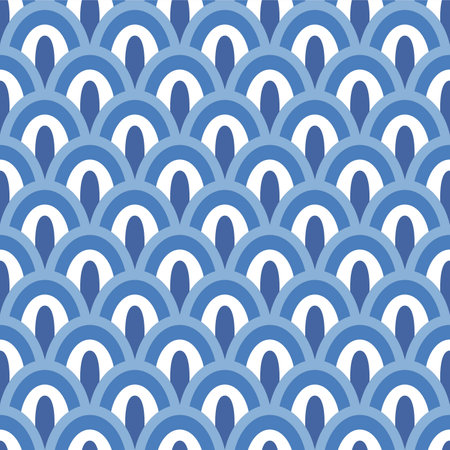Japanese Fan Wave Vector Seamless Patternのイラスト素材