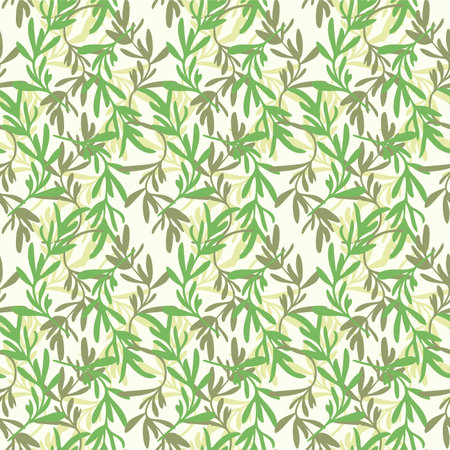 Japanese Tropical Green Leaf Vector Seamless Patternのイラスト素材