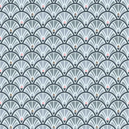 Japanese Geometic Fan Wave Vector Seamless Patternのイラスト素材