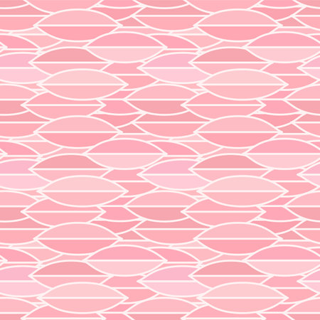 Japanese Geometric Pink Leaf Vector Seamless Patternのイラスト素材