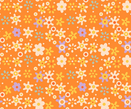 Japanese Pretty Star Flower Vector Seamless Patternのイラスト素材