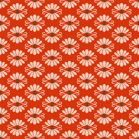 Japanese Circle Flower Motif Vector Seamless Patternのイラスト素材