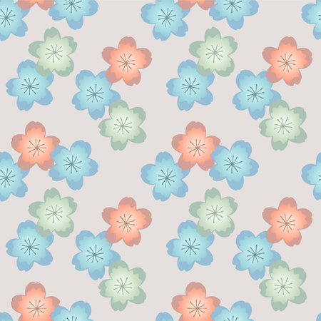 Japanese Cute Cherry Blossom Fall Vector Seamless Patternのイラスト素材