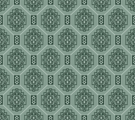 Japanese Octagon Flower Mosaic Vector Seamless Patternのイラスト素材