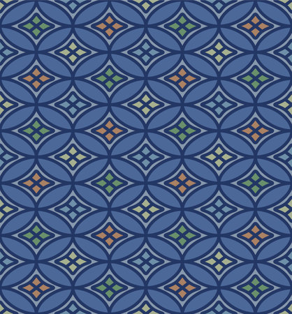 Japanese Ellipse Star Vector Seamless Patternのイラスト素材
