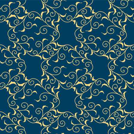 Japanese Vine Leaf Diamond Vector Seamless Patternのイラスト素材