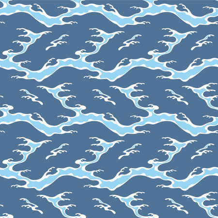 Japanese Zigzag River Wave Vector Seamless Patternのイラスト素材