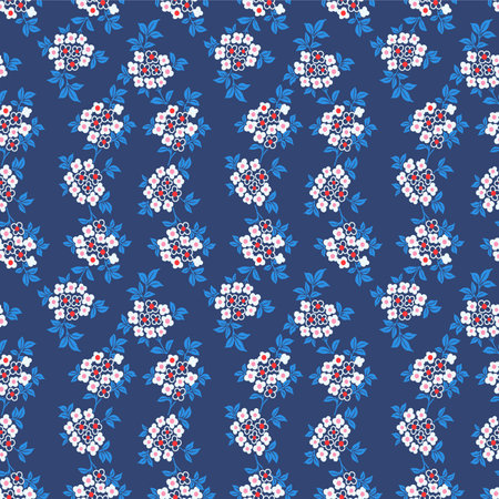 Japanese Pretty Bouquet Vector Seamless Patternのイラスト素材