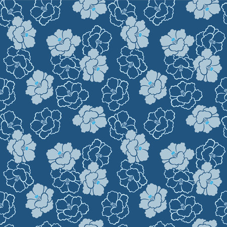 Japanese Luxury Flower Vector Seamless Patternのイラスト素材