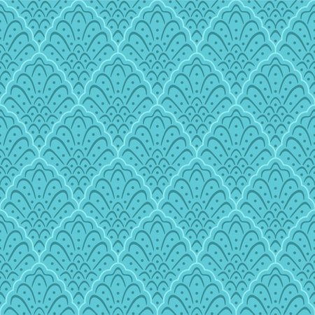 Japanese Feather Fan Wave Vector Seamless Patternのイラスト素材