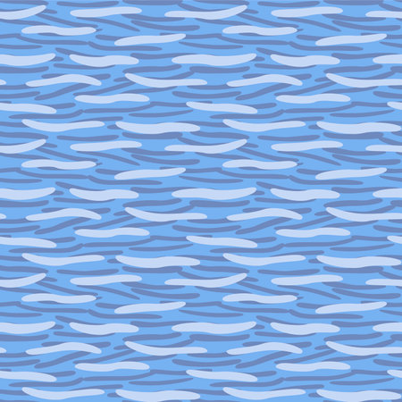 Japanese Cute Line Ocean Wave Vector Seamless Patternのイラスト素材
