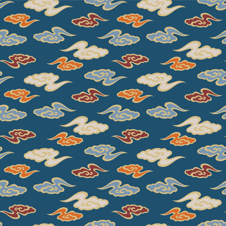 Japanese Art Cloud Vector Seamless Patternのイラスト素材