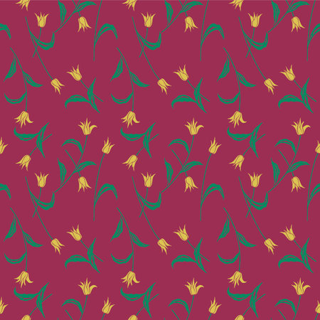 Japanese Romantic Flower Branch Vector Seamless Patternのイラスト素材