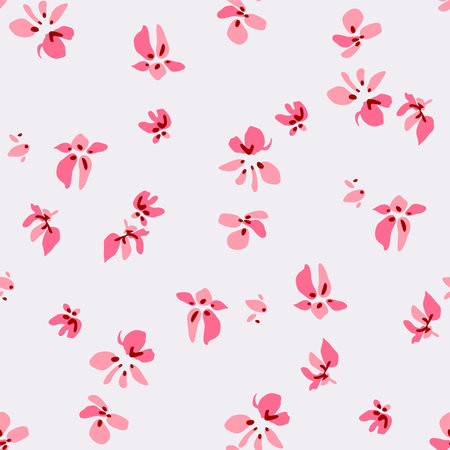 Japanese Pink Flower Fall Vector Seamless Patternのイラスト素材